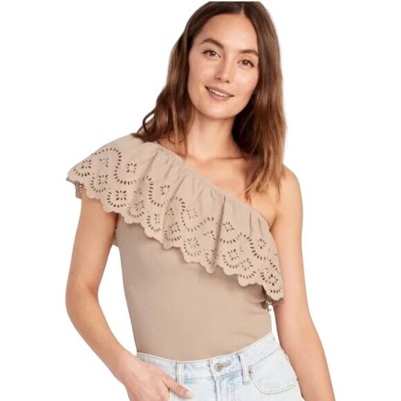 Old Navy One Shoulder top Khaki M - Picture 1 of 6